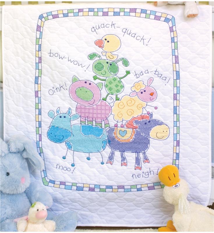Baby Hugs Farm Friends Quilt Stitch Kit (stamped cross stitch kit)
