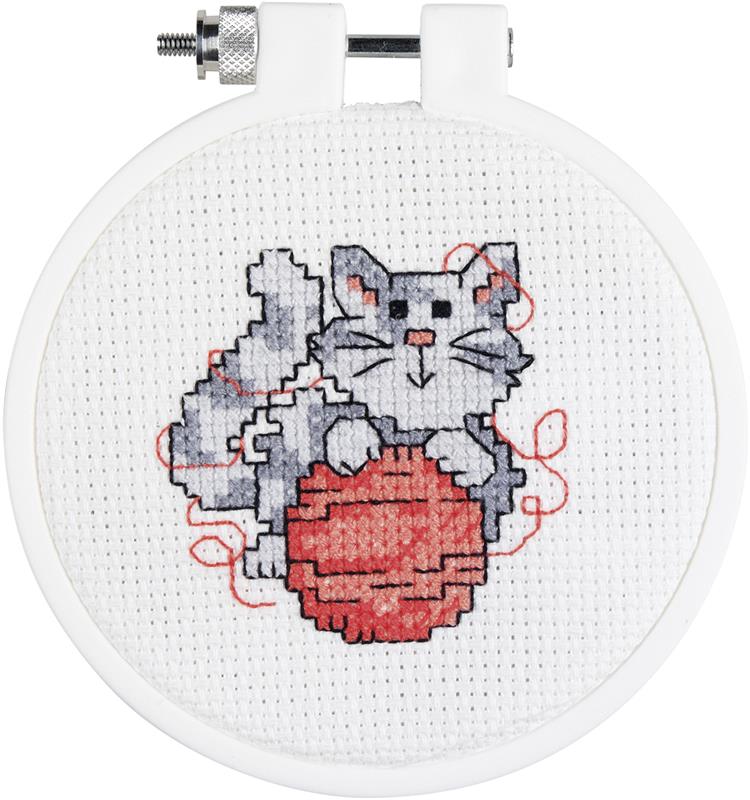 Grey Kitty Cat Counted Cross Stitch Kit on Plywood from MP Studia