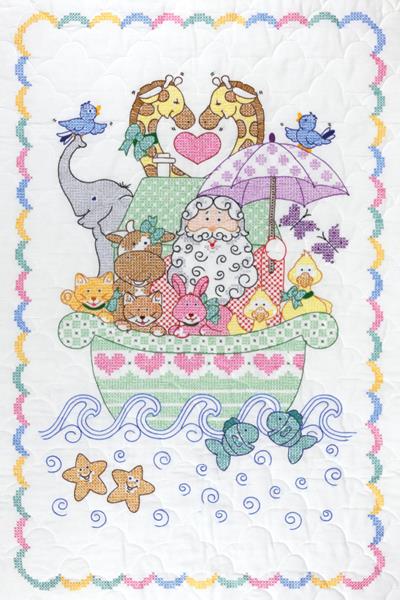 Dimensions NOAH'S ARK Quilt for Baby Stamped Cross Stitch Kit 34X 43 -  #73125