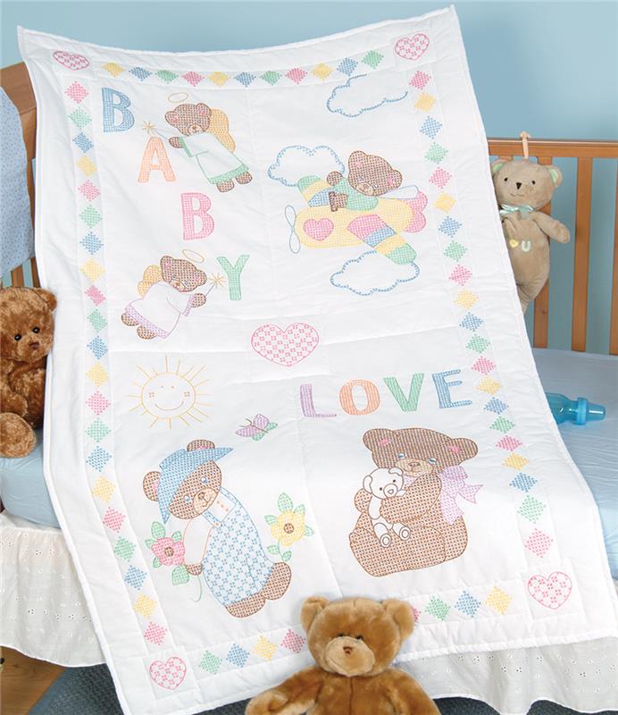 Baby Bears Crib Quilt Top (stamped cross stitch)