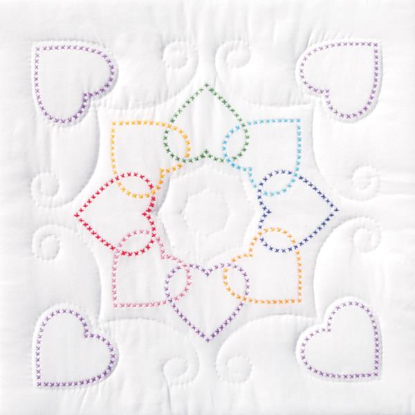 Jack Dempsey Stamped White Quilt Blocks 18x18 6/Pkg, Kaleidoscope Star