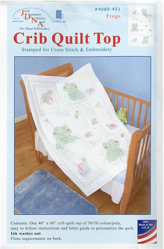 Frogs Crib Quilt Top (stamped cross stitch)