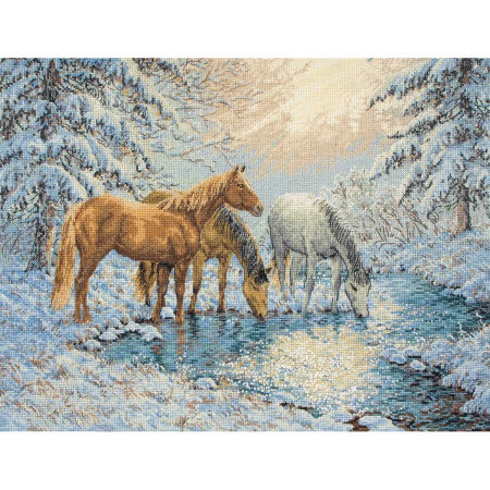 Sunlit Stream Horses (cross stitch kit)