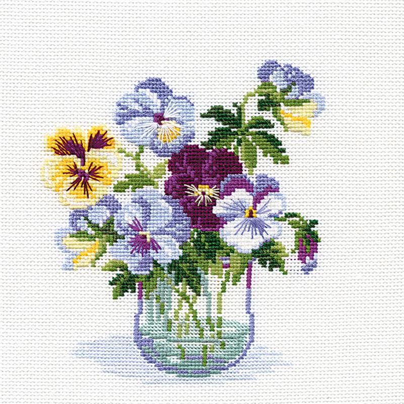 Stamped Cross Stitch Kit Pansies 7591