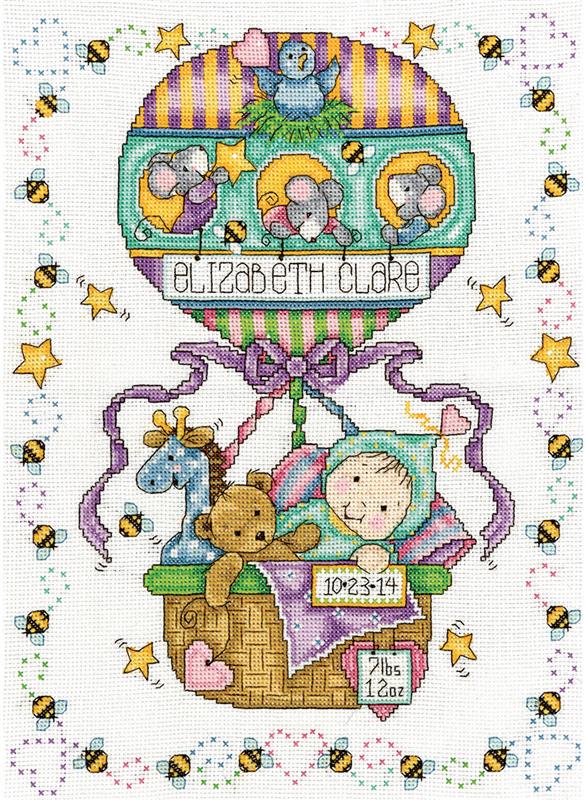 Tobin Noah's Ark Birth Record Counted Cross Stitch Kit 11x14 14 Count