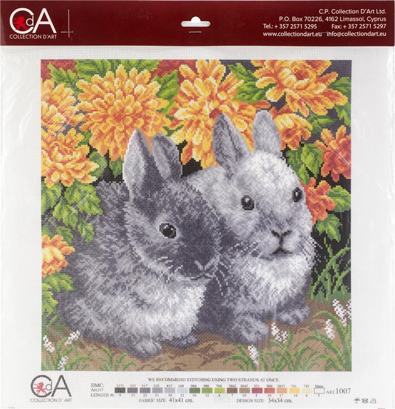 Rabbits Stamped Cross Stitch | Cross Stitch Item