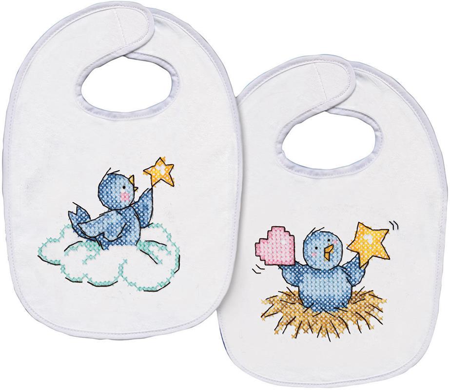 stamped cross stitch baby bibs