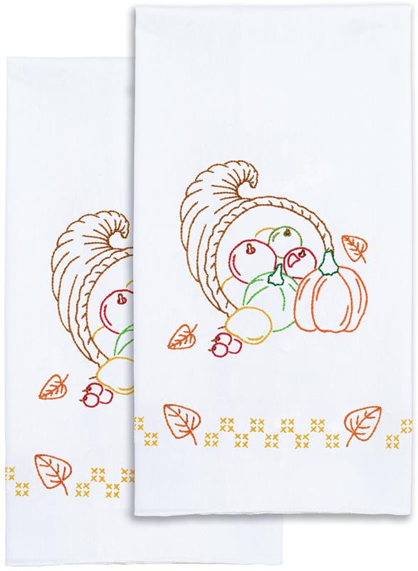 Jack Dempsey Stamped Decorative Hand Towel Pair 17 inch X28 inch -Cardinal