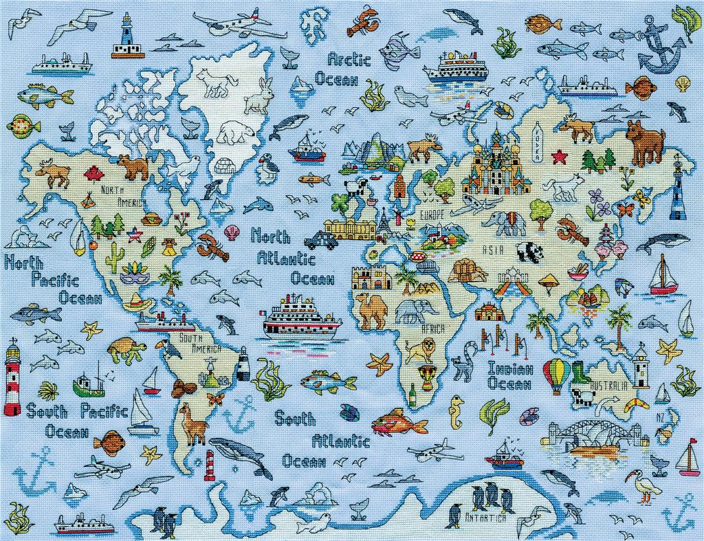 Old World Map Counted Cross Stitch Kits Patterns Unprinted Fabric  Embroidery Set 11 14CT DIY Handmade Needlework Home Decoration