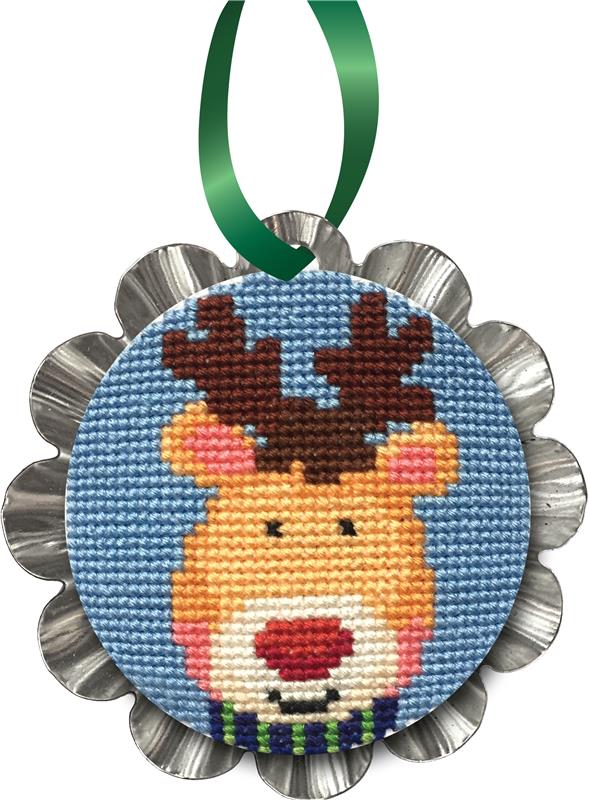 Tart Tin Cross Stitch Ornament Kit - Jolly Santa