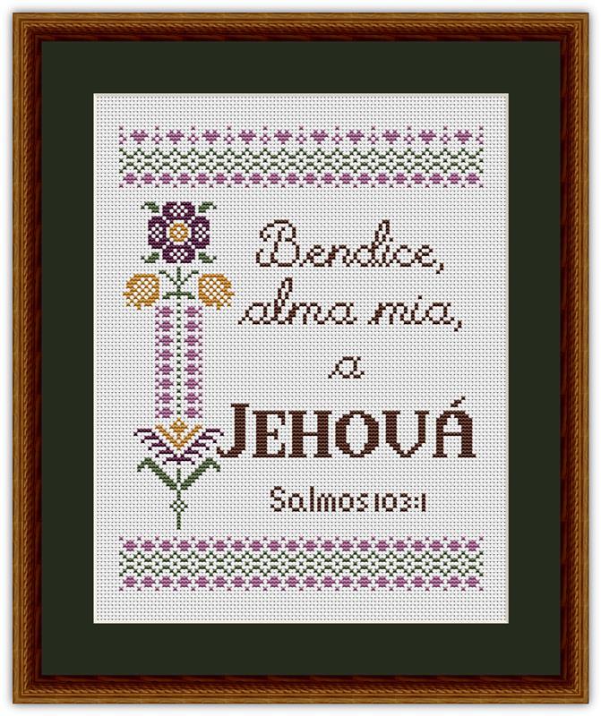 Bendice, Alma Mia, A Jehová Salmos 103:1 KJV Counted Cross Stitch