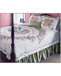 Bed Of Roses Quilt Stamped Kit (stamped Cross Stitch Kit)