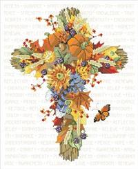 "Fall Floral Cross" | Cross Stitch Pattern