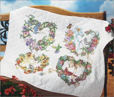 Stamped cross stitch lap quilt online kits