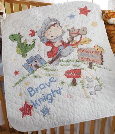 Bucilla Sweet Baby Crib Cover Baby Quilt Stamped Cross Stitch Kit