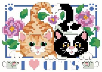 Patchwork Cats (Patchwork aux Chats) Cross Stitch Pattern