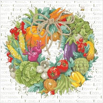 Vegetable Wreath Cross Stitch Pattern