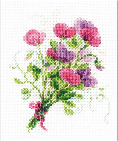 Everything Cross Stitch - Bouquet With Sweet Peas Counted Cross Stitch Kit