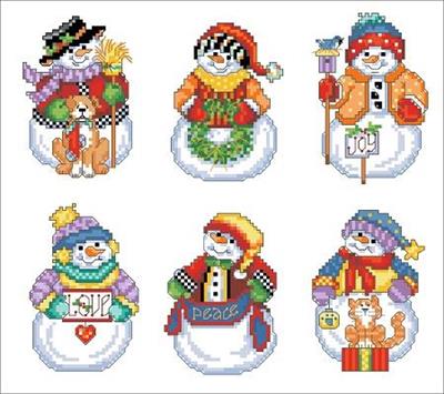 Snow Folks Ornaments Cross Stitch Pattern