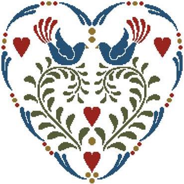 Heart of Birds Cross Stitch Pattern