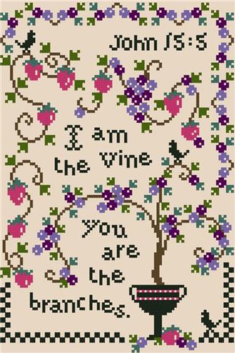 I Am The Vine Sampler Cross Stitch Pattern