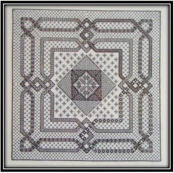 Woven Geometry In Blackwork Cross Stitch Pattern