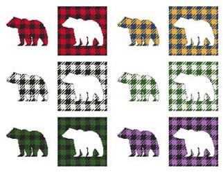 Buffalo Plaid Bear cross stitch pattern