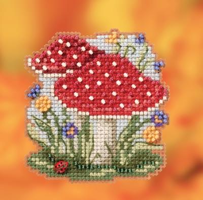 cupmod 2 Pack Cross Stitch Kits Mushroom Forest Stamped Cross Stitch Kits  for Adults Flower Counted Embroidery Needlepoint Kits Patterns Crafts Decor  LX004-LX005