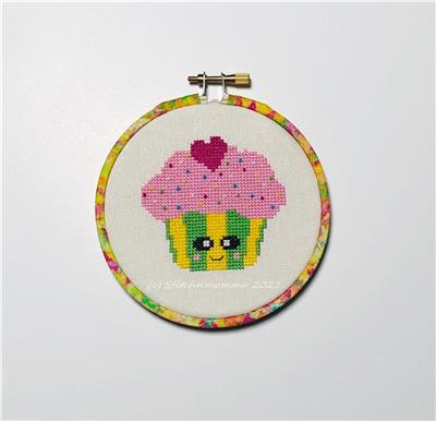 Cupcakes cross stitch framed
