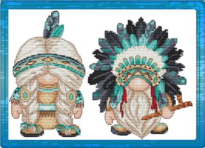 Indians Gnomes  Cross Stitch Pattern