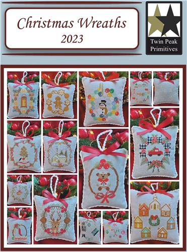 Christmas Wreaths 2023 Cross Stitch Booklet, Twin Peak Primitives